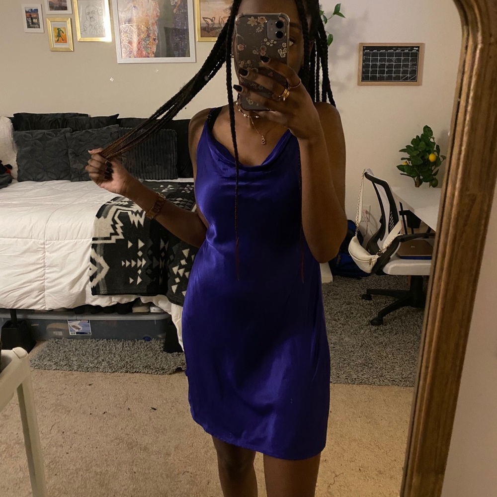 satin cowl necked mini dress